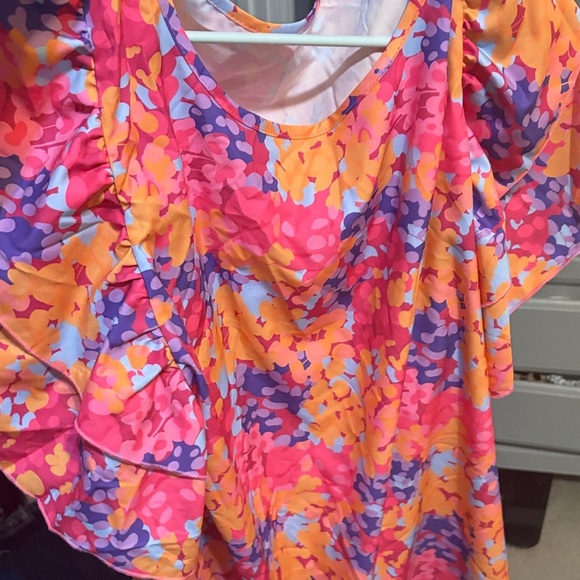 Source Unknown Vibrant Floral Blouse - Pink, Orange, and Purple - Picture 1 of 3